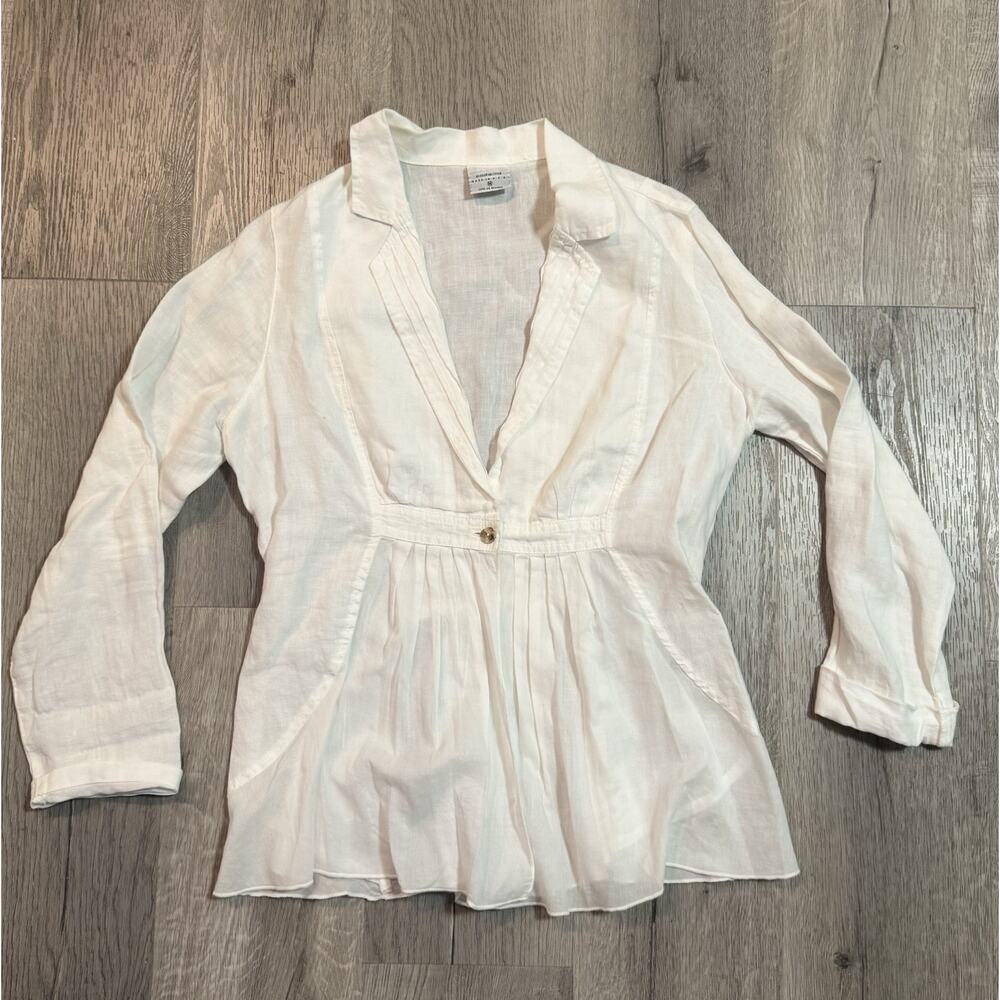 Click By Color Me Cotton CMC 100% Linen Blazer Jacket White M USA